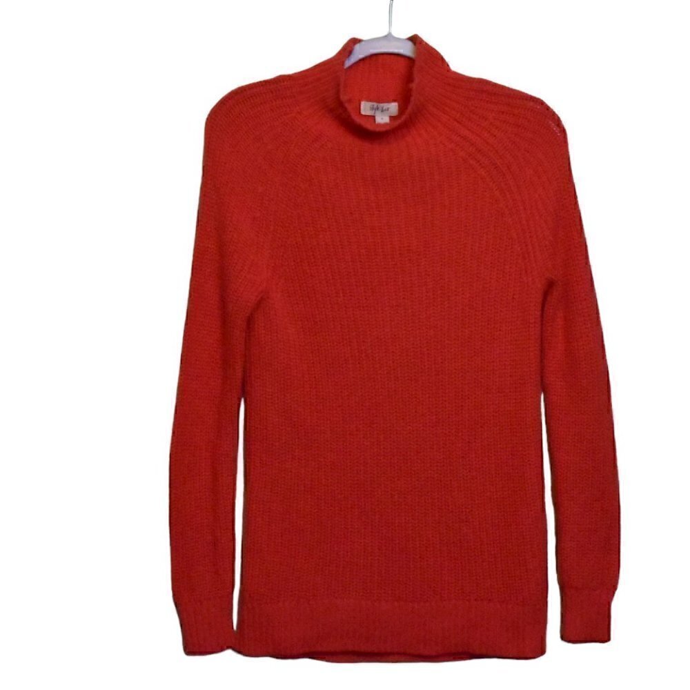 Style & Co Long Sleeve Mock Neck Knit Pullover Sweater Coral Size S
